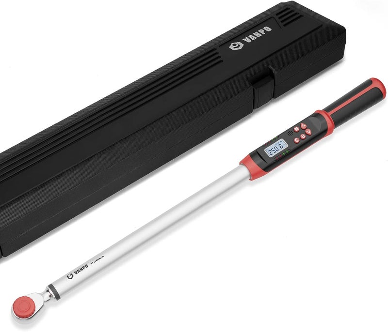 VANPO Digital Torque Wrench 1/2-Inch Drive 12.5-250.8 ft-lbs./17-340Nm, Electronic Torque Wrench with Buzzer & LED Indicator, Accurate to ±2%,Torque Wrench Set for Bike Moto Car - Image 1